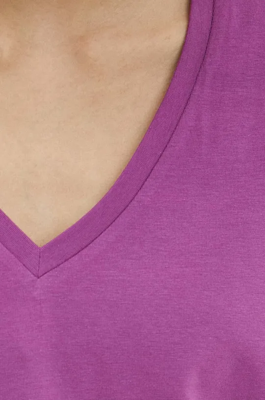T-shirt bawełniany damski z domieszką elastanu kolor fioletowy Damski