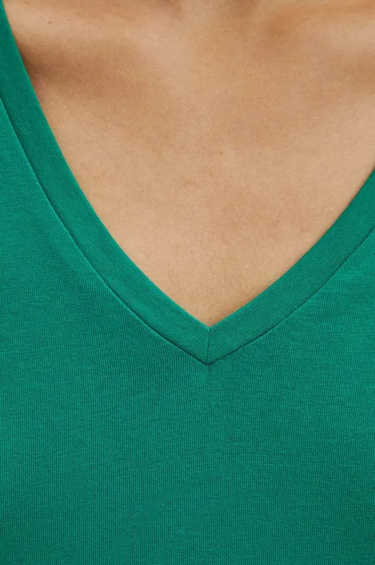 Bavlněné tričko dámské s příměsí elastanu zelená barva Dámský