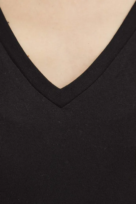 Bavlnené tričko dámske s prímesou elastanu čierna farba Dámsky