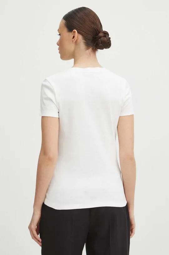 T-shirt bawełniany damski gładki kolor beżowy 100 % Bawełna