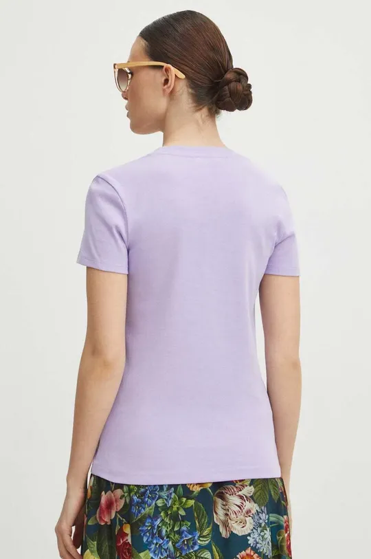 T-shirt bawełniany damski kolor fioletowy 100 % Bawełna
