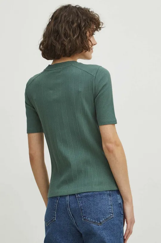 Bavlnené tričko dámske s elastanom pruhované zelená farba <p>95 % Bavlna, 5 % Elastan</p>