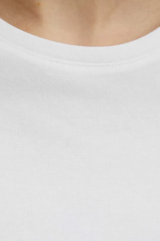 T-shirt bawełniany damski z domieszką elastanu kolor biały Damski