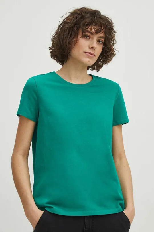 Bavlnené tričko dámsky zelená farba zelená