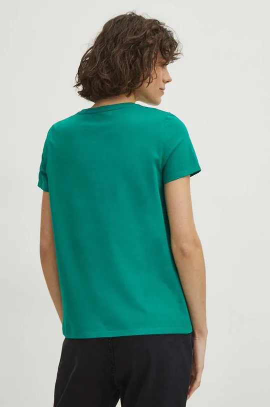 Bavlnené tričko dámsky zelená farba 95 % Bavlna, 5 % Elastan