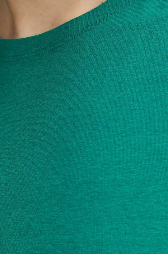 T-shirt damski gładki z domieszką elastanu i modalu kolor zielony Damski