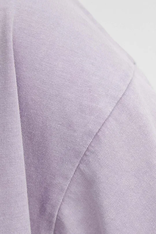 T-shirt bawełniany damski z efektem sprania kolor fioletowy