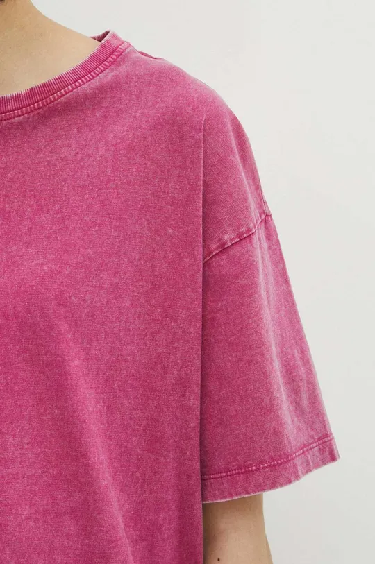 Bavlněné tričko dásmké sepraný efekt růžová barva Dámský