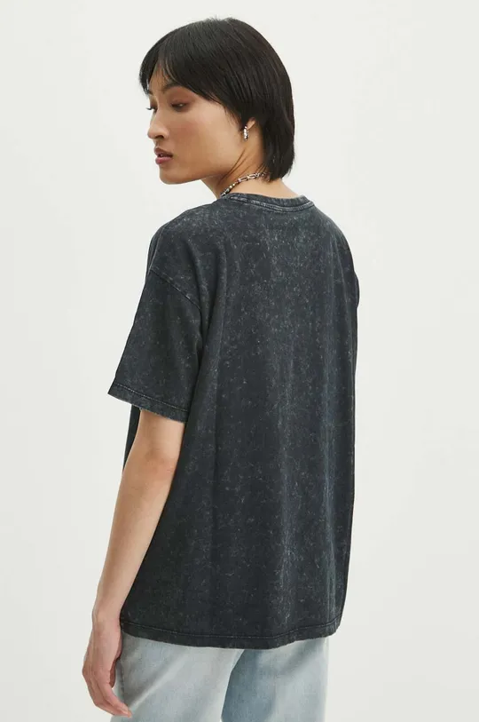 T-shirt bawełniany damski z efektem sprania kolor szary 100 % Bawełna