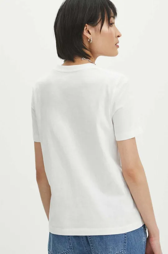 T-shirt bawełniany damski gładki kolor biały 100 % Bawełna
