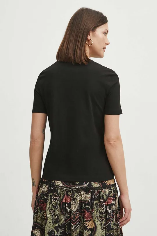Odzież T-shirt bawełniany damski gładki kolor czarny RS24.TSD061 czarny