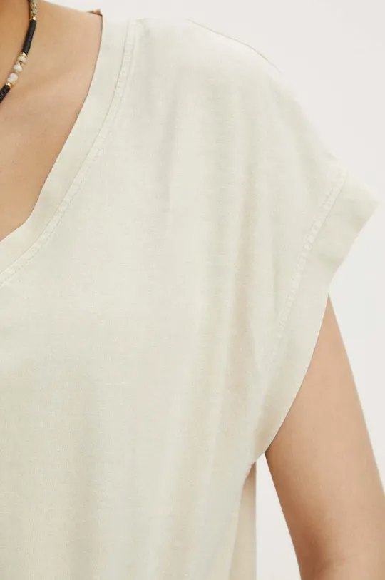 Bavlnené tričko dámsky béžová farba Dámsky