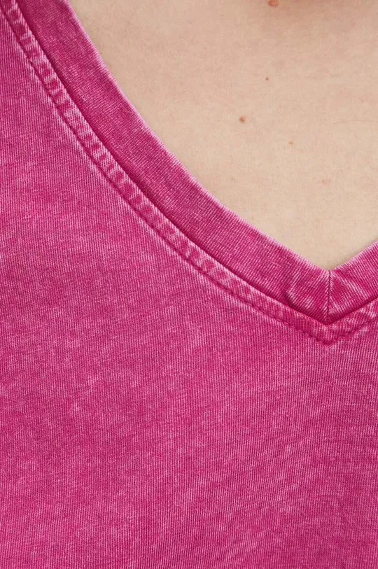 Bavlnené tričko dámsky ružová farba