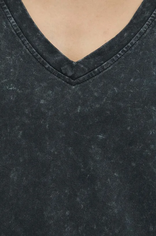 T-shirt bawełniany damski z efektem sprania kolor szary Damski