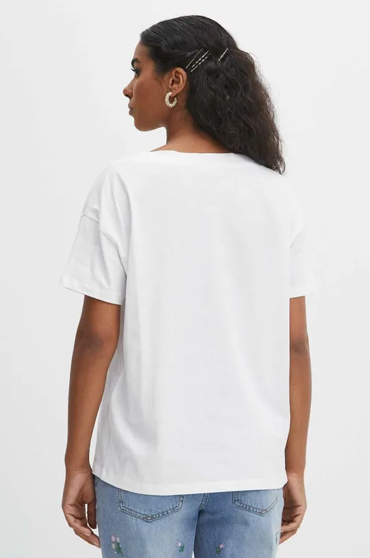 T-shirt bawełniany damski kolor biały 100 % Bawełna
