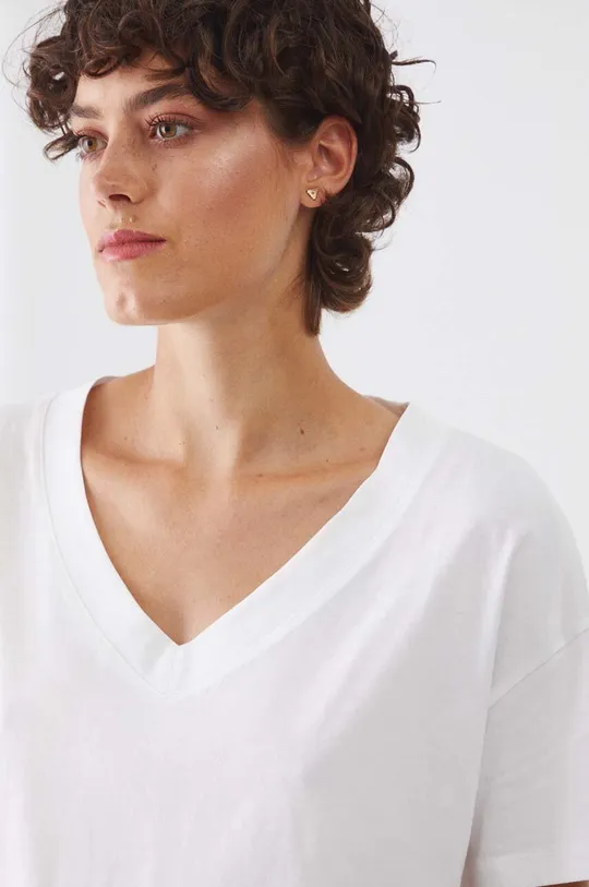 biały T-shirt bawełniany damski kolor biały