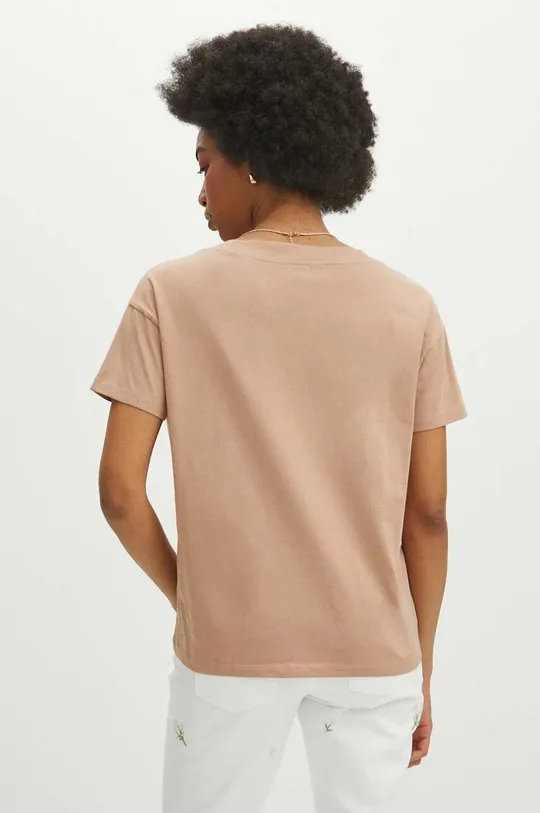 Bavlnené tričko dámsky béžová farba 100 % Bavlna