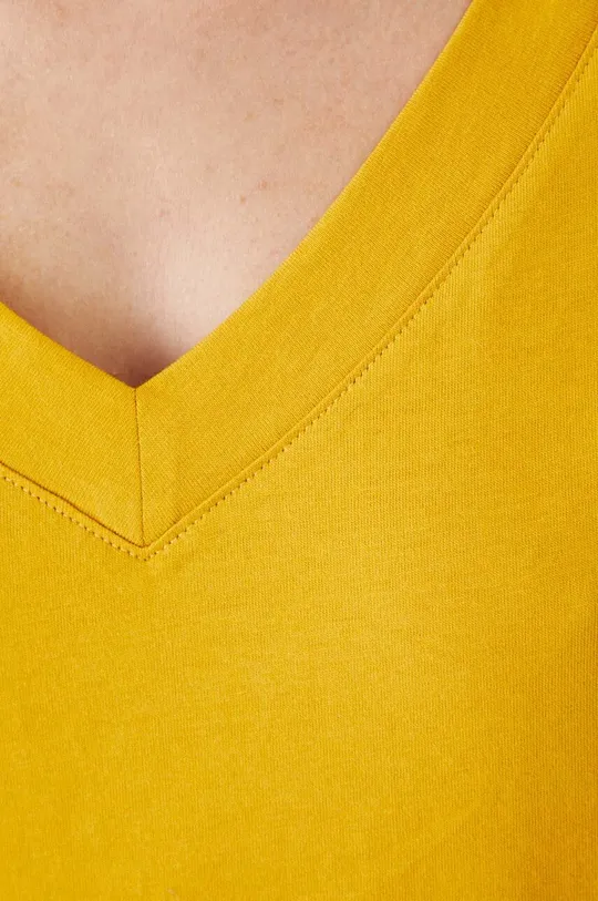T-shirt bawełniany damski kolor żółty Damski