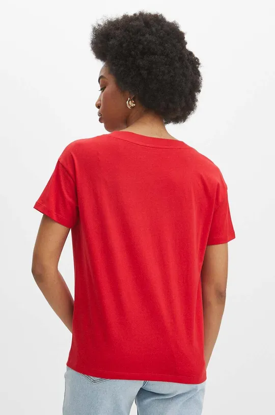 T-shirt bawełniany damski kolor czerwony 100 % Bawełna