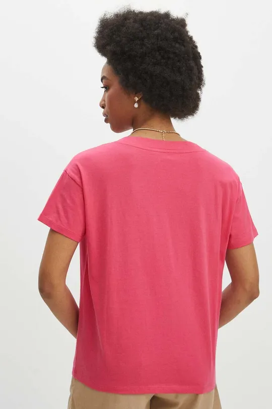 T-shirt bawełniany damski kolor różowy 100 % Bawełna