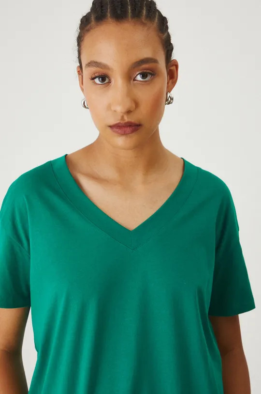 zielony T-shirt bawełniany damski kolor zielony