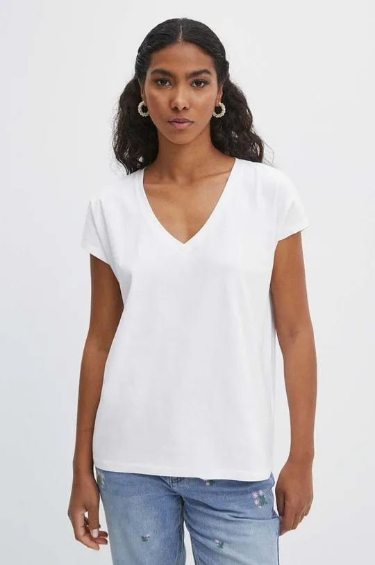 Bavlnené tričko dámsky biela farba Dámsky