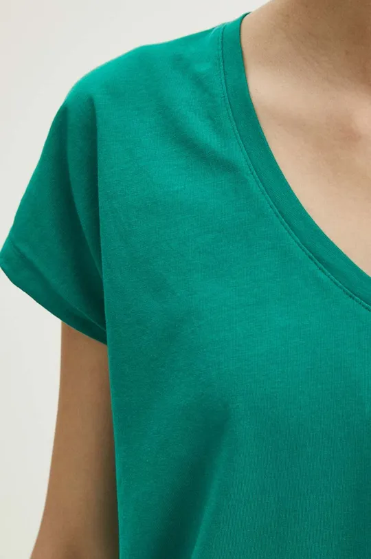 Bavlnené tričko dámsky zelená farba