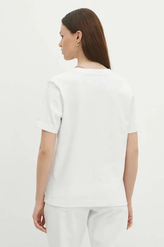 T-shirt bawełniany damski interlock kolor biały 100 % Bawełna