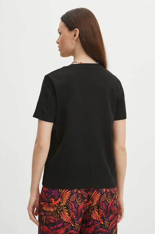T-shirt bawełniany damski interlock kolor czarny 100 % Bawełna