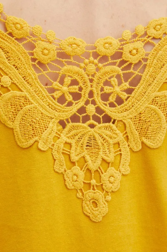 Bavlnené tričko dámsky žltá farba Dámsky