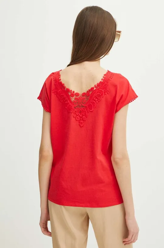 Bavlnené tričko dámsky červená farba 100 % Bavlna