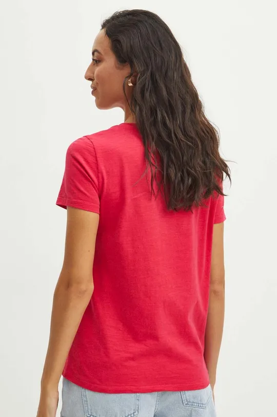 T-shirt bawełniany damski gładki kolor różowy 100 % Bawełna