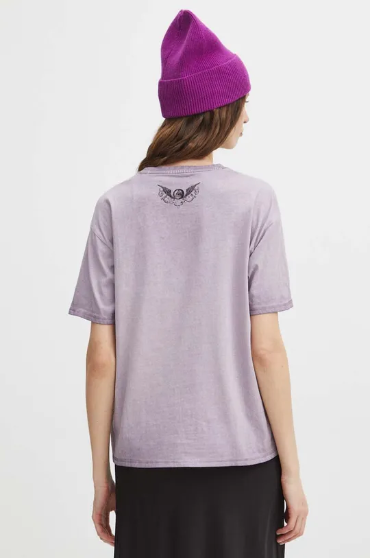 fioletowy T-shirt bawełniany damski z kolekcji Zodiak - Panna kolor fioletowy