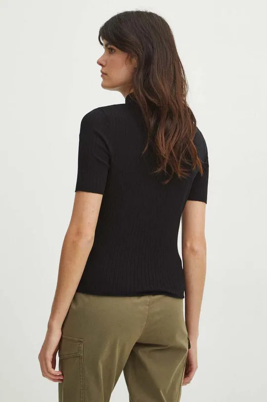T-shirt damski sweterkowy kolor czarny 50 % Wiskoza, 30 % Poliester, 20 % Poliamid