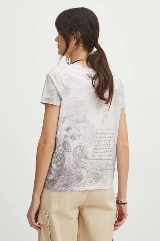 beżowy T-shirt bawełniany damski z kolekcji Eviva L'arte kolor beżowy