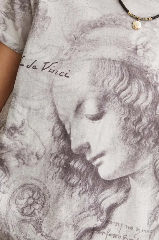 T-shirt bawełniany damski z kolekcji Eviva L'arte kolor beżowy