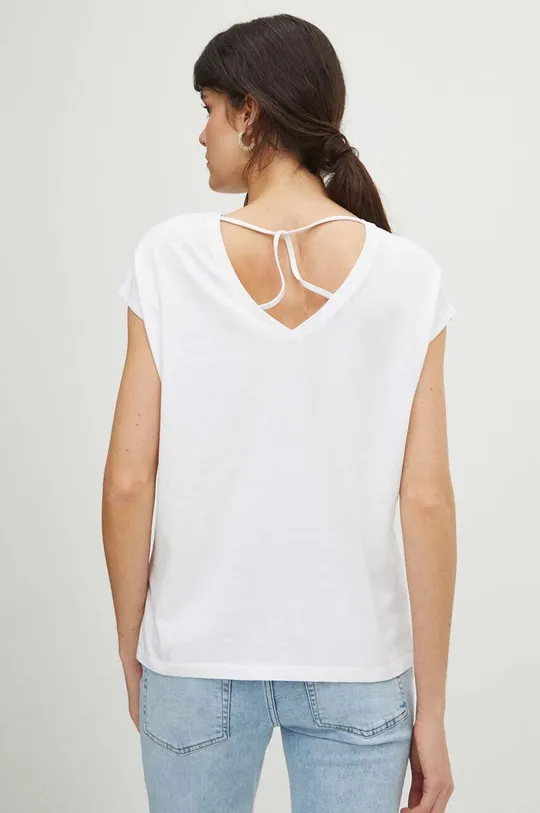 biały T-shirt bawełniany damski z kolekcji Eviva L'arte kolor biały