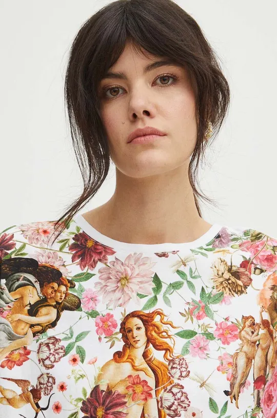 T-shirt bawełniany damski z kolekcji Eviva L'arte kolor biały Damski