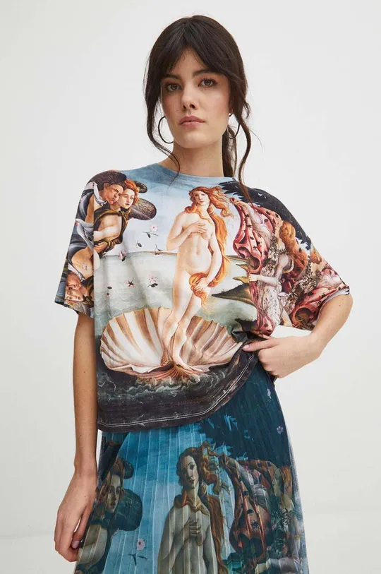 T-shirt bawełniany damski z kolekcji Eviva L'arte kolor multicolor multicolor