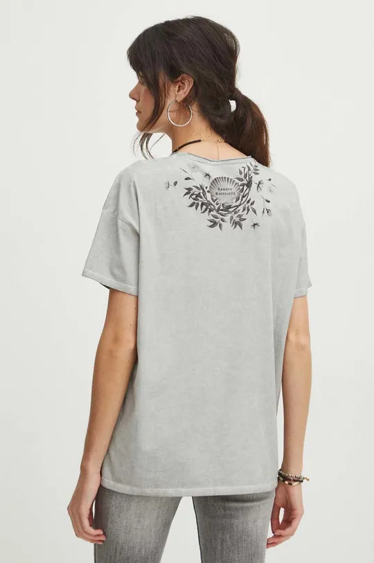 szary T-shirt bawełniany damski z kolekcji Eviva L'arte kolor szary