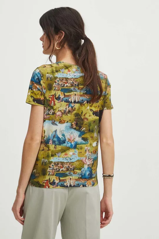 multicolor T-shirt bawełniany damski z domieszką elastanu z kolekcji Eviva L'arte kolor multicolor