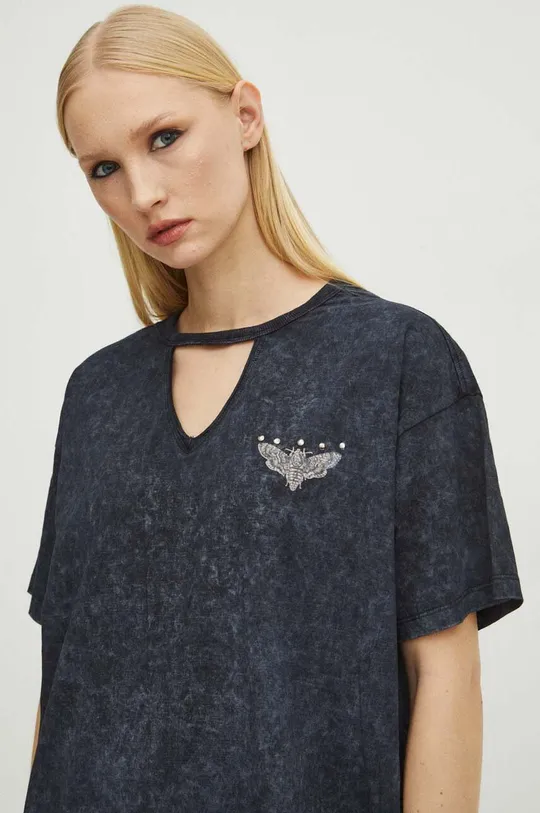 Bavlnené tričko dámske z kolekcie Love Alchemy šedá farba Dámsky