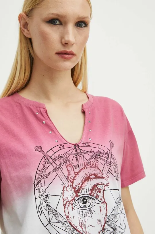 Bavlnené tričko dámske z kolekcie Love Alchemy ružová farba Dámsky