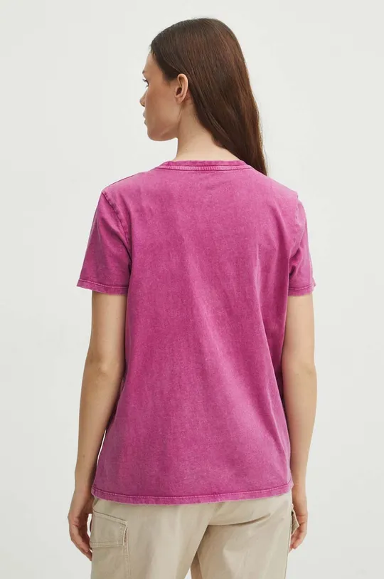 T-shirt bawełniany damski z kolekcji Dzień Kota kolor różowy 100 % Bawełna