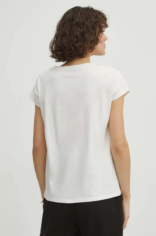 T-shirt bawełniany damski z nadrukiem kolor beżowy 100 % Bawełna