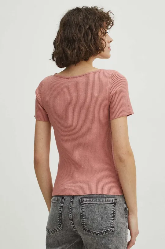 T-shirt damski sweterkowy kolor różowy 70 % Wiskoza, 30 % Poliamid