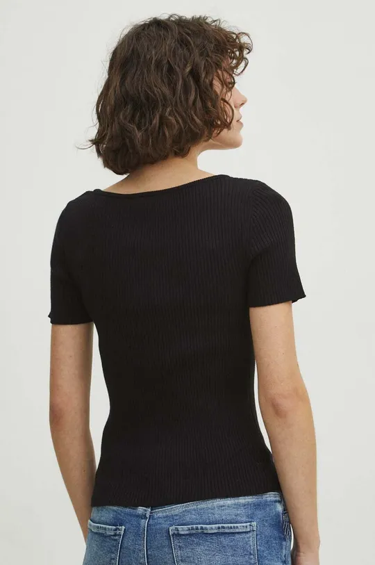 T-shirt damski sweterkowy kolor czarny 70 % Wiskoza, 30 % Poliamid