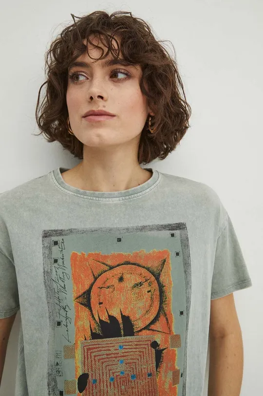 Bavlněné tričko dámské z kolekce Graphics Series tyrkysová barva tyrkysová