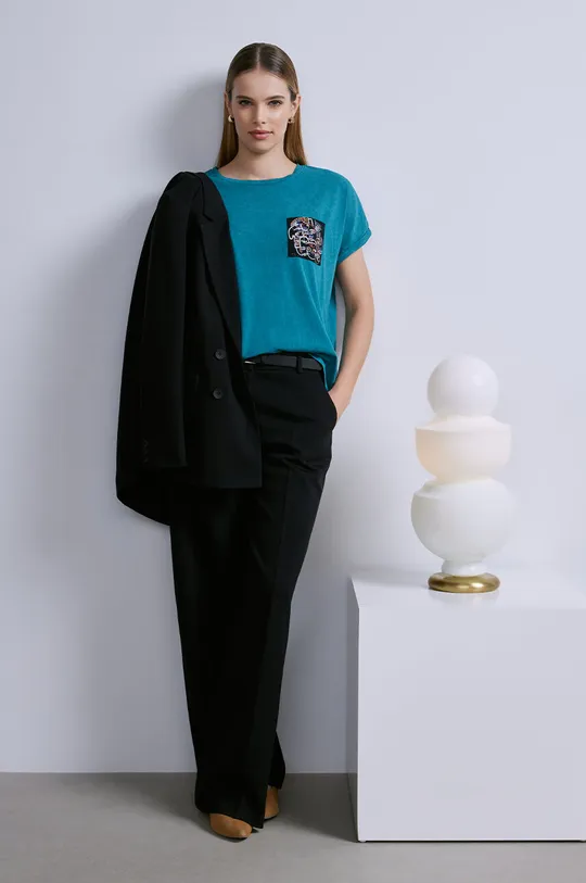 tyrkysová Bavlnené tričko dámske z kolekcie Graphics Series zelená farba Dámsky