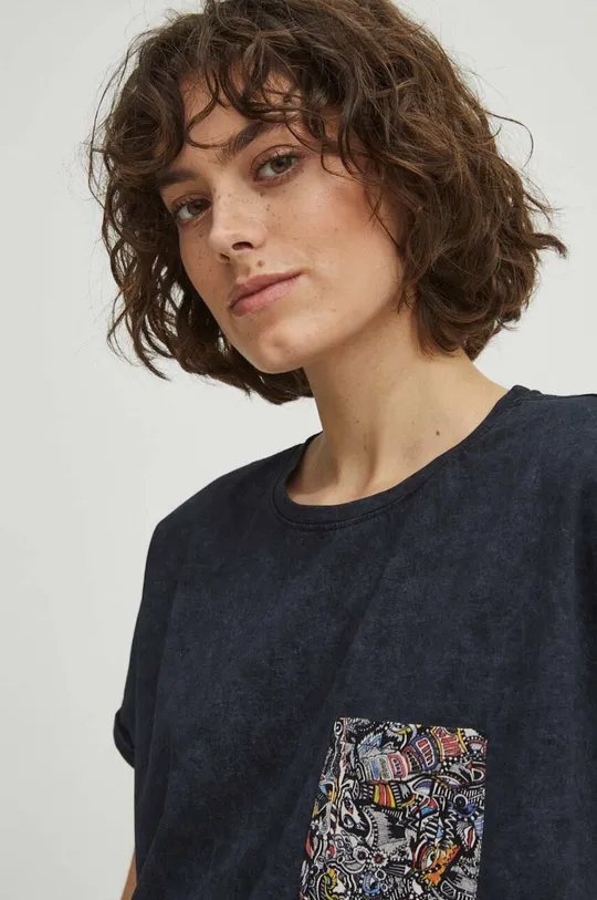 Bavlněné tričko dámské z kolekce Graphics Series šedá barva Dámský